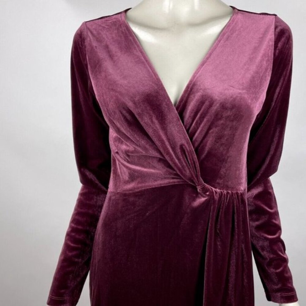 Loft Velvet Wrap Dress Women M NWT Elastic Waist Long Sleeve V-neck Stretch